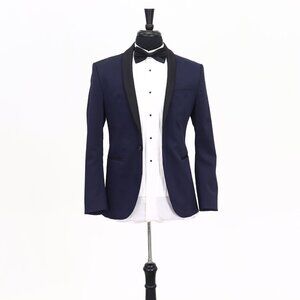 Zara 38R Navy Solid 1-Button Sport Coat Blazer Jacket T099